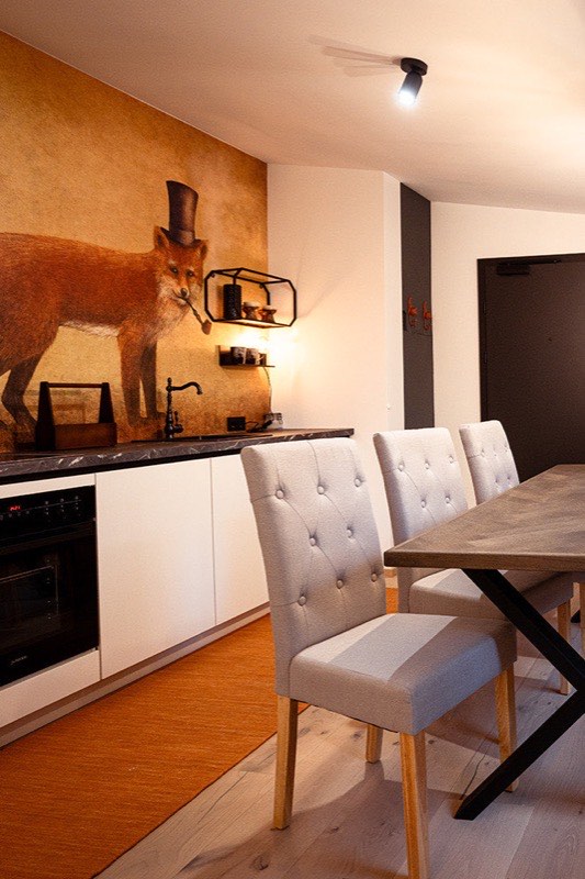 Kitchen with a large dining table