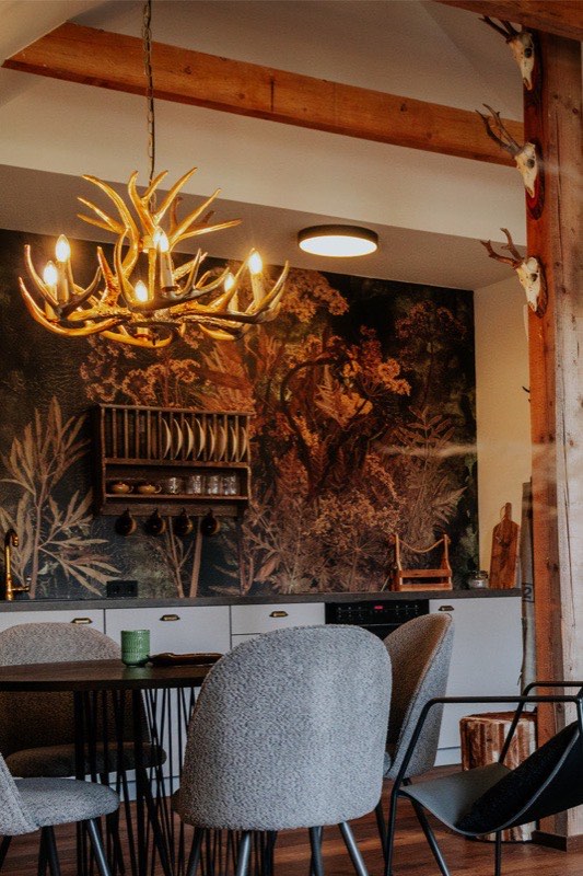 Kitchenette with a hunting-themed design